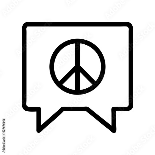 Peace Symbol Inside Speech Bubble Communication Icon Design
