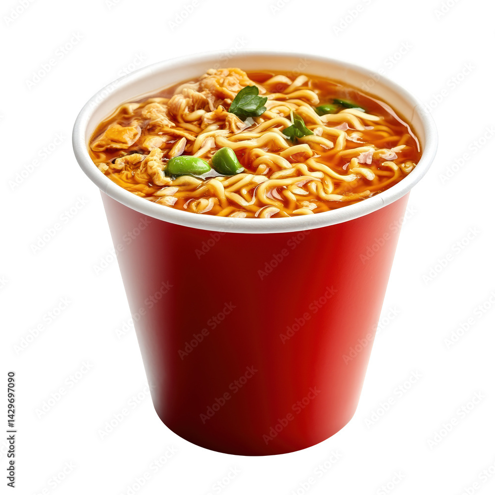 Delicious bowl of instant ramen noodles.