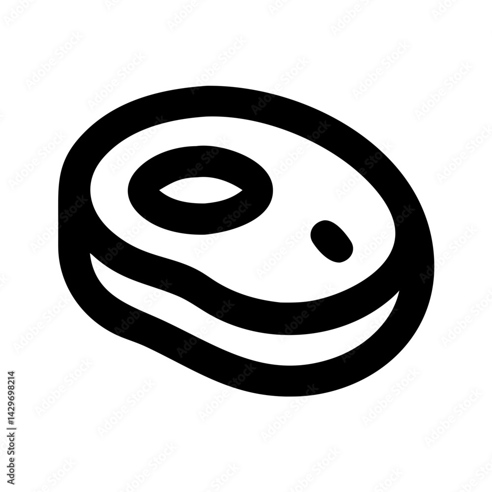 Fototapeta premium Raw Meat Cutlet with Marbled Texture Icon Design