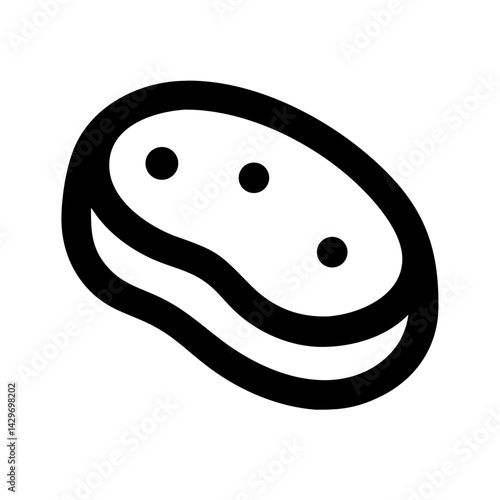 Raw Meat Cutlet with Marbled Texture Icon Design