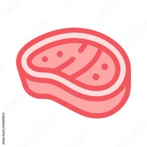 Raw Meat Cutlet with Marbled Texture Icon Design