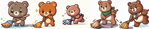 Vector of a bear sweeping.