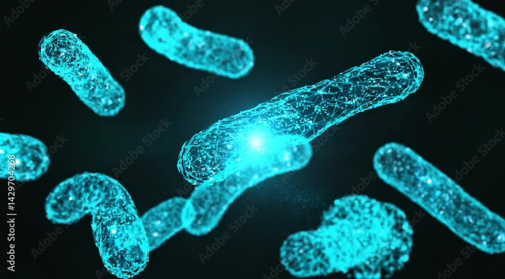 3D model of cyanobacteria in microscopic view. 3D model of cyanobacteria in microscopic view.