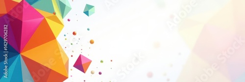 Vibrant colorful geometric shapes on a white background, design element, white background