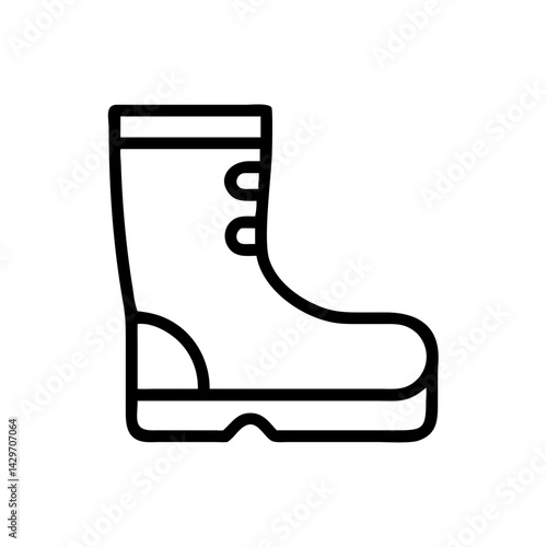 Single Boot Icon with Rugged Sole Detail Icon Design