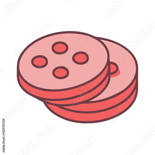 Sliced Sausage Disc with Meaty Texture Icon Design