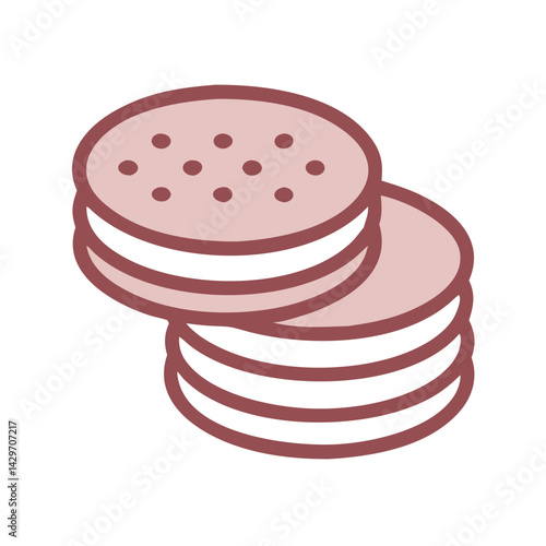 Sliced Sausage Disc with Meaty Texture Icon Design