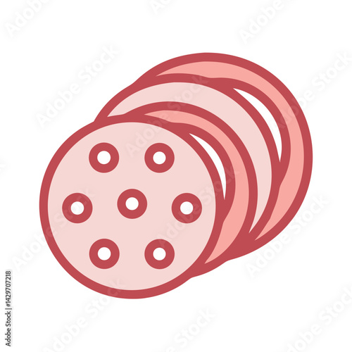 Sliced Sausage Disc with Meaty Texture Icon Design