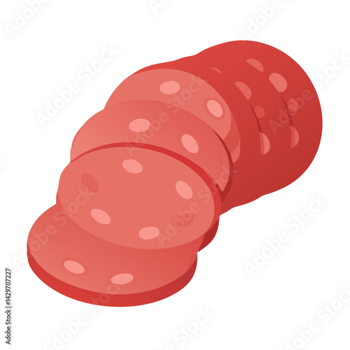 Sliced Sausage Disc with Meaty Texture Icon Design