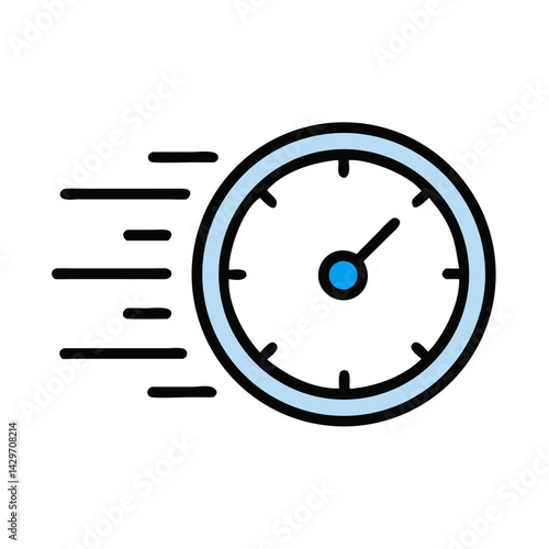 Speed Motion Clock Indicating Fast Time Flow Icon Design
