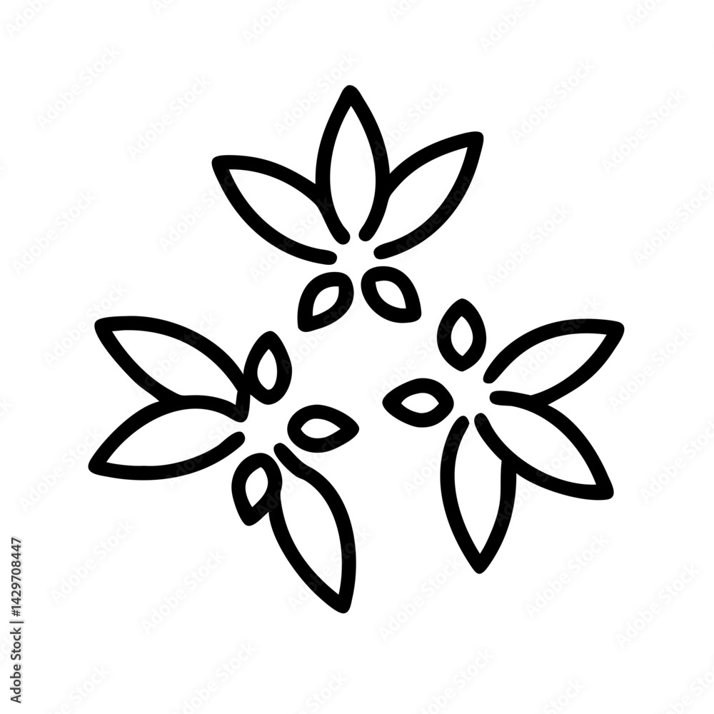 Star Anise Pods Cluster with Aromatic Shape Icon Design Star Anise Pods Cluster with Aromatic Shape Icon Design