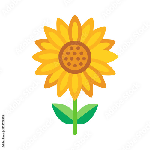 Sunflower Bloom with Petal Spread Icon Design