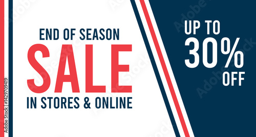 Sale Banner Template Design Vector Illustration, End Of Season Sale 30 Percent Off Sale Banner. 