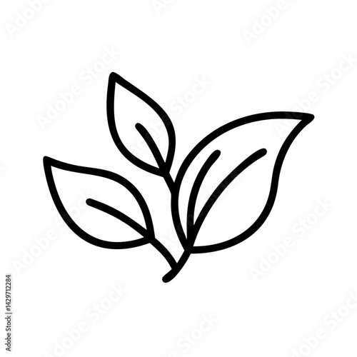 Trio of Tea Leaves in Natural Form Icon Design