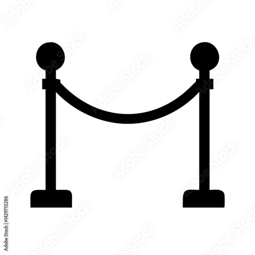 Velvet Rope Barrier with Stanchions Icon Design