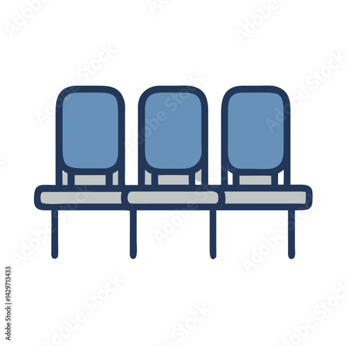 Waiting Area Chairs in Row Formation Icon Design