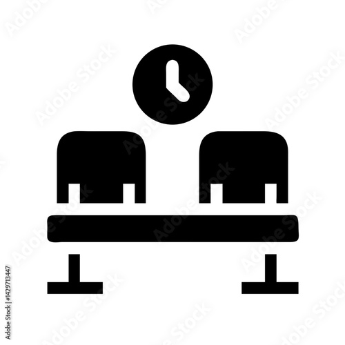 Waiting Area Chairs in Row Formation Icon Design