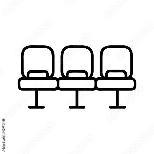 Waiting Area Chairs in Row Formation Icon Design