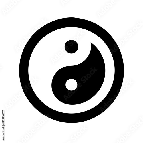 Yin Yang Symbol with Timer Icon Design