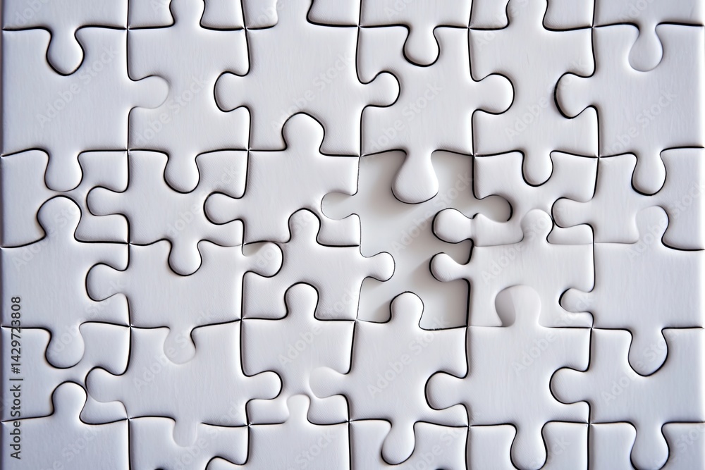 White jigsaw puzzle with missing piece White jigsaw puzzle with missing piece
