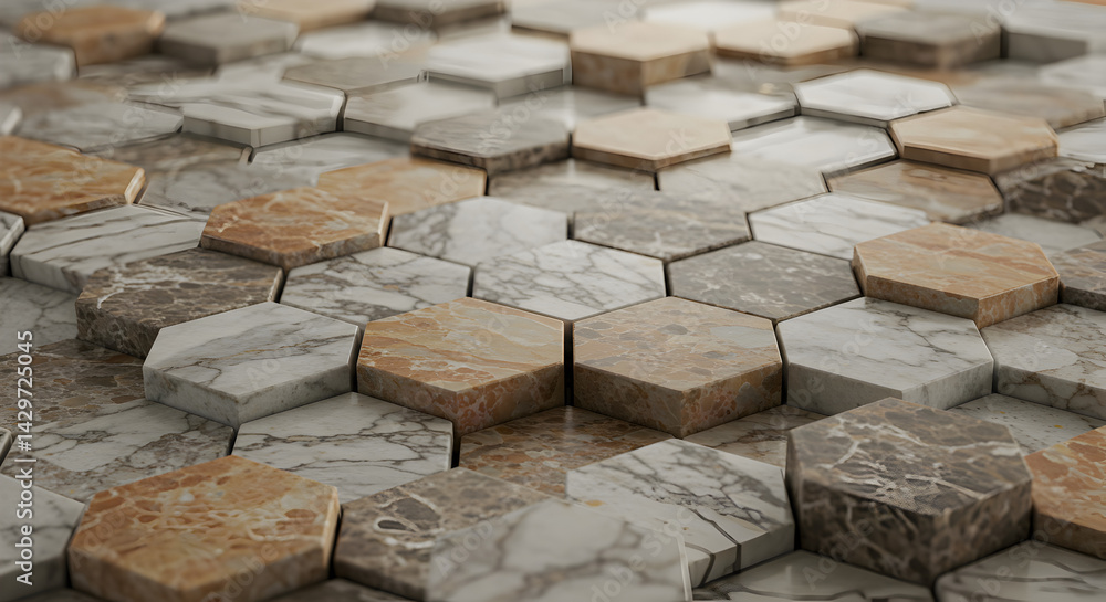 Fototapeta premium Abstract background featuring a striking close-up view of interlocking hexagonal shapes