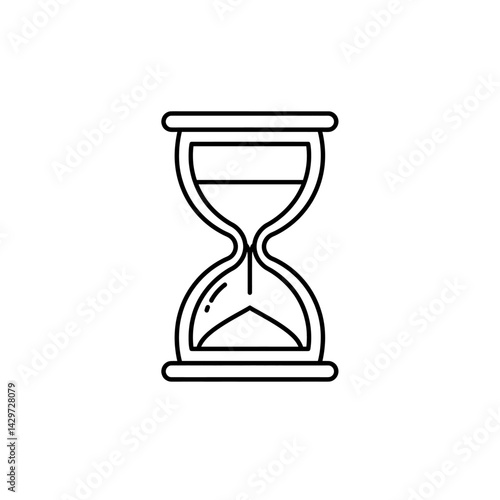 Minimalist Hourglass Symbol in Black Outline for Timer Concepts, Project Planning and User Interface Loading Indicators