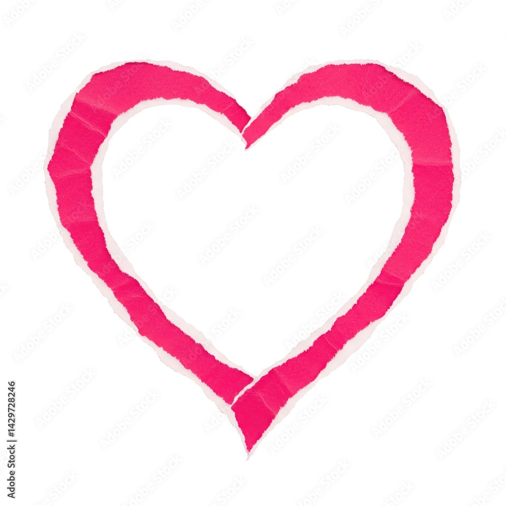 Torn Paper Heart Frame Romantic Pink Design Element Torn Paper Heart Frame Romantic Pink Design Element