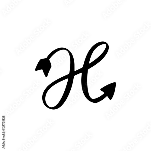 Free Download initial letter h hand drawn arrow concept black color - GFXLoad