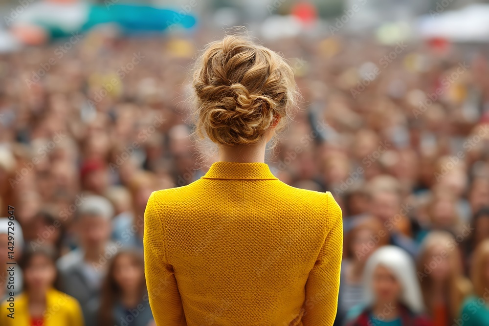 Obraz premium confident woman addressing crowd with presence 