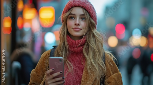 A young woman uses her smartphone, engaging with social media apps.