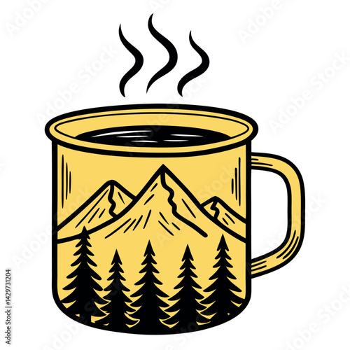 Mountain Forest Coffee Mug Design Adventure Outdoors