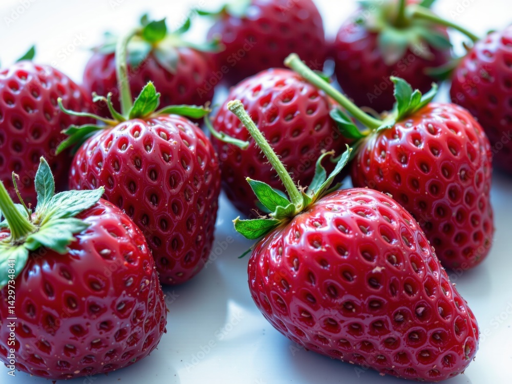 Fresh and Juicy Red Strawberries on a White Plate for Healthy Eating and Culinary Use Fresh and Juicy Red Strawberries on a White Plate for Healthy Eating and Culinary Use
