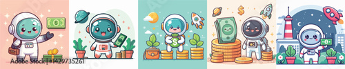 cute astronaut vector get money for investment