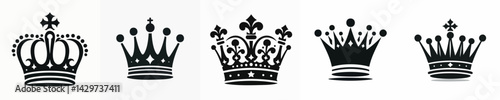 vector collection of king crown silhouettes