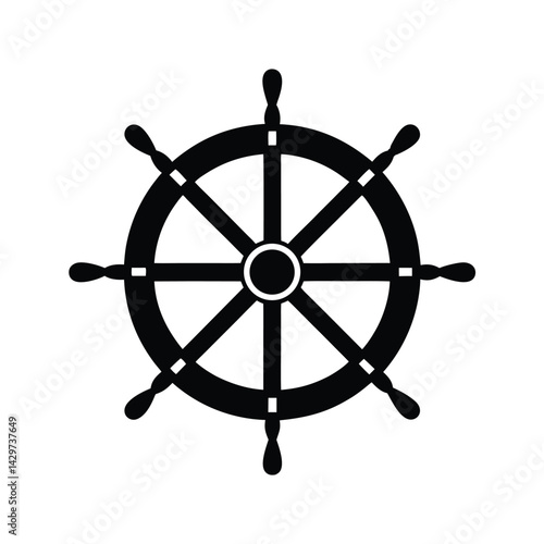 Ship steering simple flat vector icon, Silhouette of a ship's steering wheel vector Art & Illustration