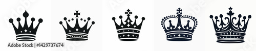 vector collection of king crown silhouettes