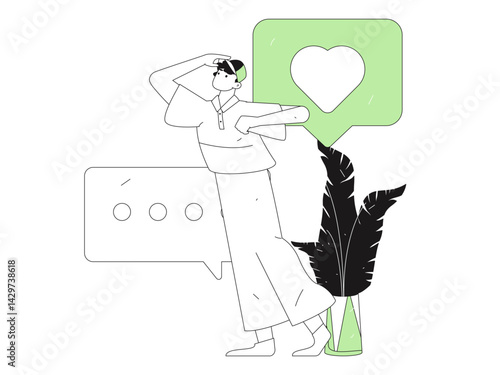 Social media comments flat people vector concept illustration
