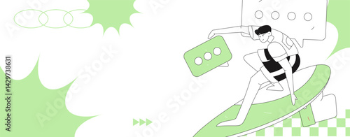 Social media comments flat people vector concept illustration
