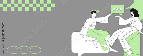 Social media comments flat people vector concept illustration
