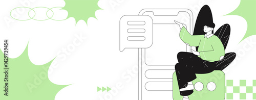 Social media comments flat people vector concept illustration
