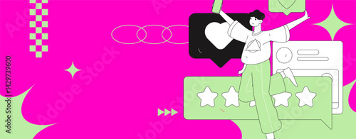 Social media comments flat people vector concept illustration
