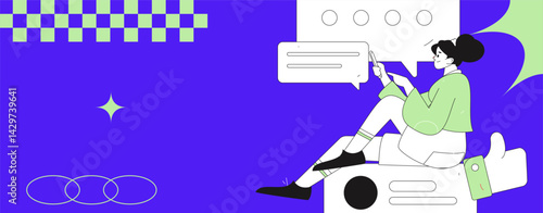 Social media comments flat people vector concept illustration
