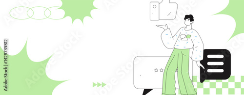 Social media comments flat people vector concept illustration
