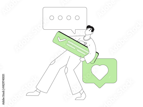 Social media comments flat people vector concept illustration
