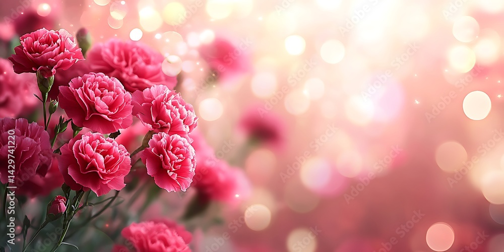 Pink Carnations in Soft Light Background. Beautiful. Floral Pink Carnations in Soft Light Background. Beautiful. Floral