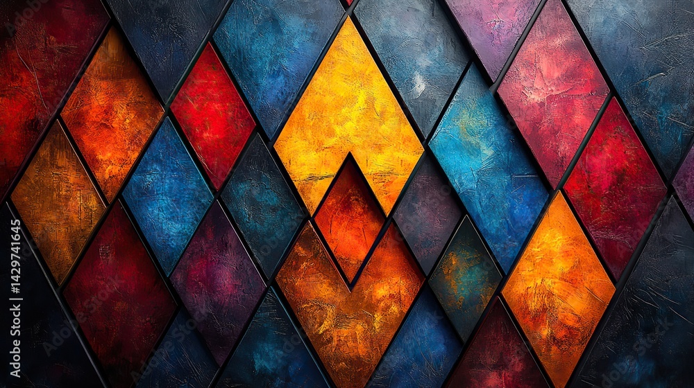 Fototapeta premium Abstract patterns of overlapping triangles create a sharp and dynamic composition