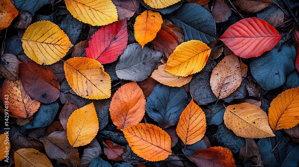 Abstract patterns of scattered leaves and twigs on a forest floor Abstract patterns of scattered leaves and twigs on a forest floor