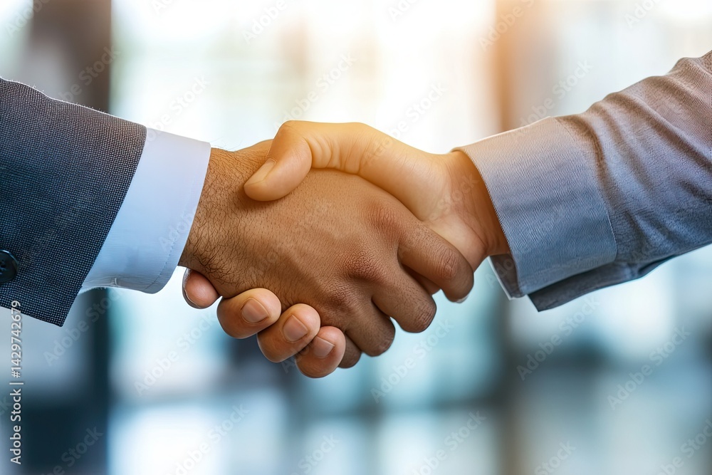 Close-up of a handshake symbolizing partnership and collaboration in business Close-up of a handshake symbolizing partnership and collaboration in business