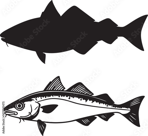 Haddock Silhouette on White Background