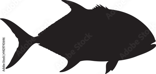 Jack Crevalle Silhouette on White Background